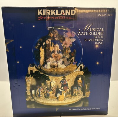 Musical Water Globe Nativity Kirkland Signature with Revolving Base 109619 W/Box