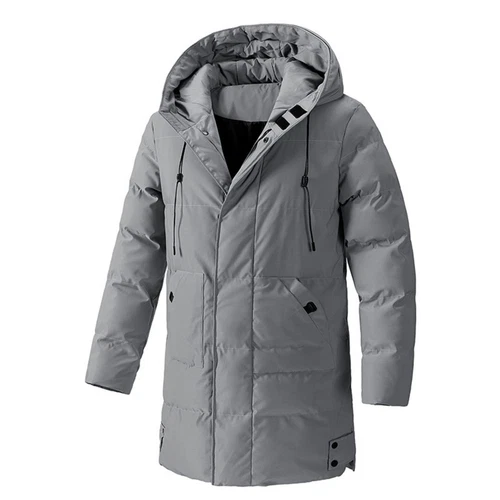 Herren mittellanger Winter warm Business Kapuze wattiert Mantel Parka Jacke Taschen - Bild 1 von 13