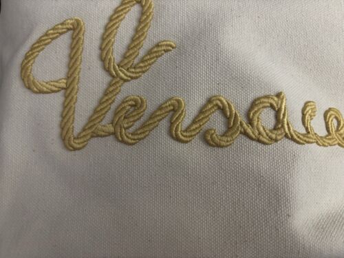 100% Authentic Versace canvas Shoulde Bag/top Handle -Tan/navy Blue -size XS - Picture 2 of 18
