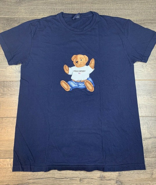 Ralph Lauren Polo Teddy Bear Comforter Blue Stripe Twin Size Vintage 90