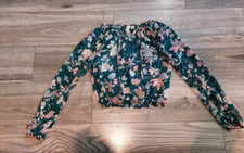 H&m Blümchen crop tunika transparent Gr 34 XS neu