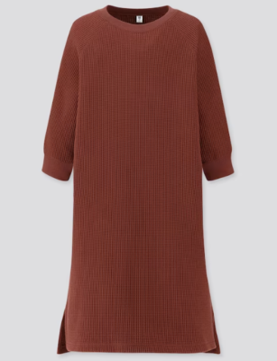 uniqlo waffle knit dress Uniqlo Womens Waffle Knit Sleeveless Midi Dress Sz Large Green Built in Bra