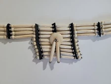 Beige Native Indian Silver Beads Buffalo Bone 10Line Chest Plate Necklace Choker
