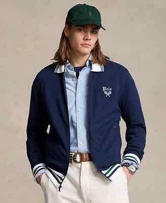 $198 Polo Ralph Lauren Men's Cotton Full-Zip Jacket, Navy Multi, XXL