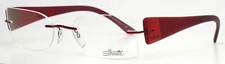 SILHOUETTE 6651 40 6054 Red Womens Rectangle Rimless Eyeglasses 52-17-135 B:32