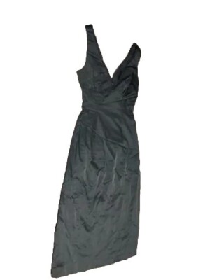Bebe Womens Sz XS Black Slim Fit V-Neck Midi Length Slip Dress, Subtle Lace  Trim | eBay