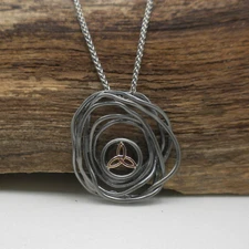 Sterling Silver Celtic Cradle of Life 10K Rose Trinity Knot Pendant Keith Jack