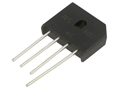 2X RS605-DC RS605 Brückengleichrichter: einphasig : 600V If: 6A Ifsm: 150A DC CO