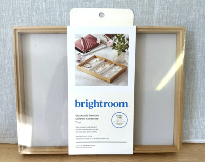 NEW Brightroom 9'' x 12'' Stackable Bamboo Accessory Tray