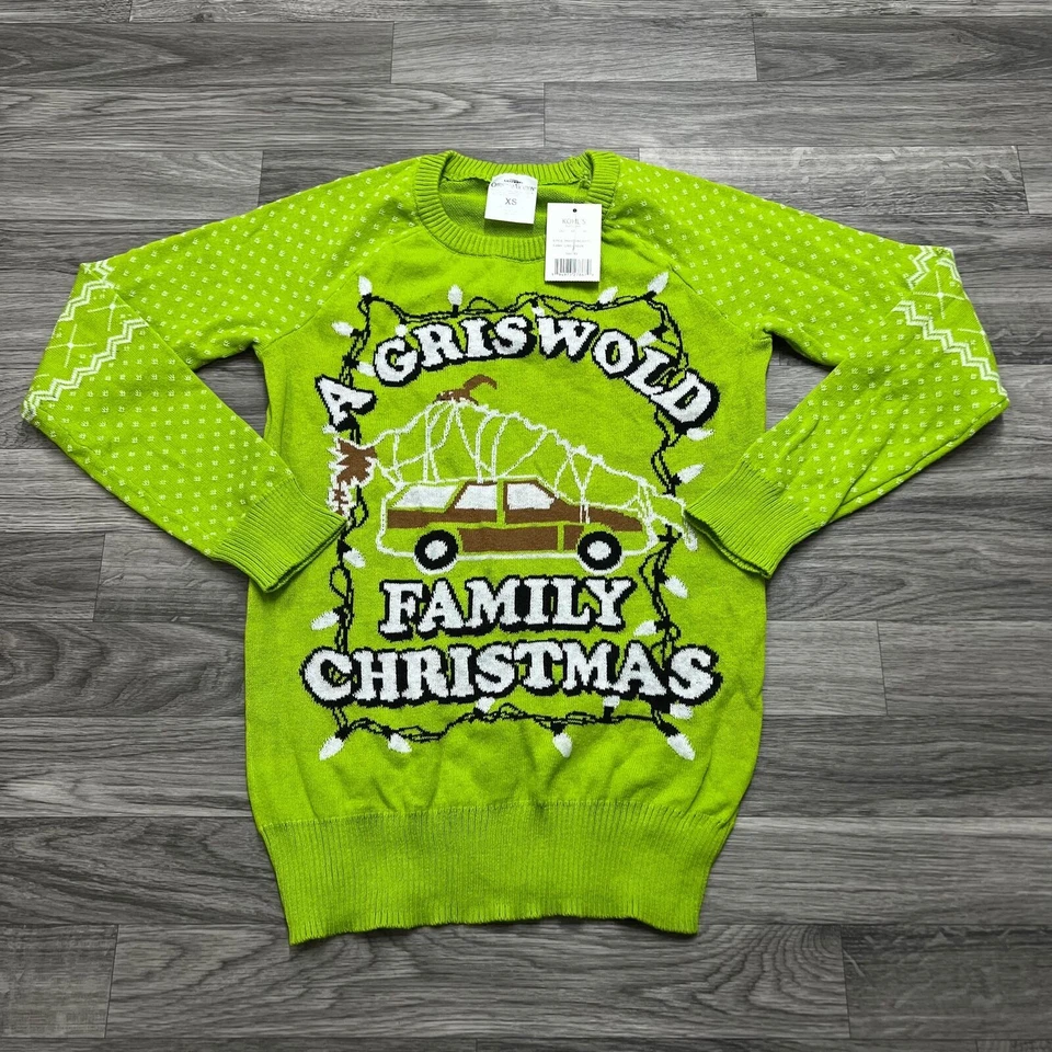 Suéter Pullover Para Mujer "NUEVO" KOHL'S Estampado Navidad Cuello Redondo Verde Lima XS Foto 2 de 4