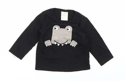 First Impressions Jungen schwarz Baumwolle Basic T-Shirt Größe 12 Monate runder Ausschnitt