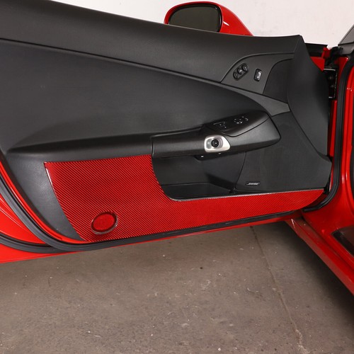 Tapicería de panel antiarañazos de puerta de coche de carbono rojo para Corvette C6 2005-2013 - Imagen 7 de 10