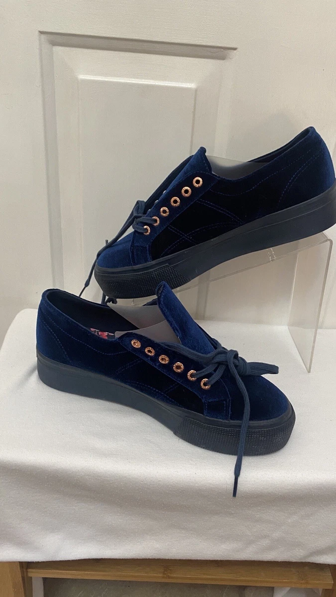Superga Sweaty Betty Blue Velvet Platform Sneakers 11.5 Womens 10