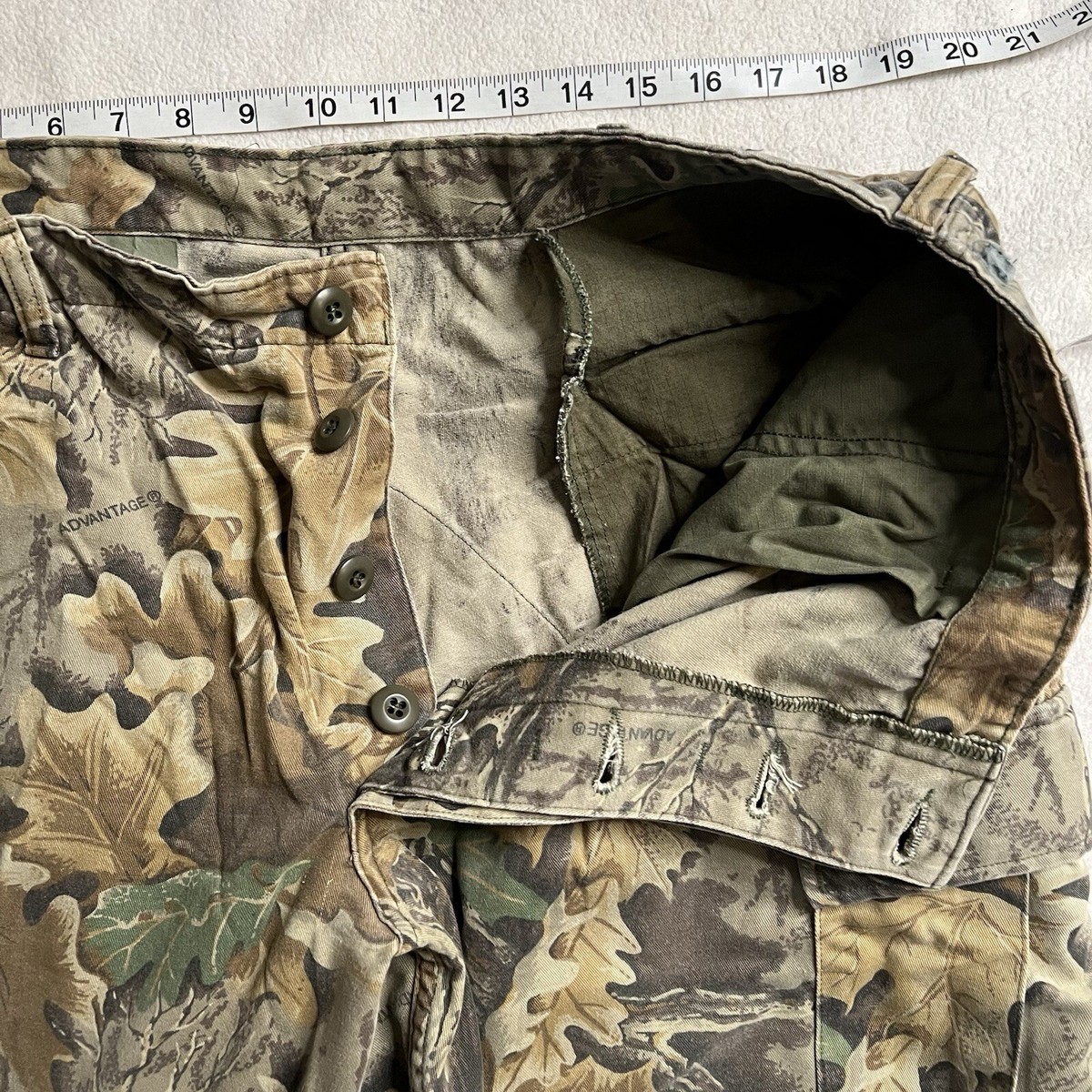 Military Cargo Pants Men 38”x30” Leafy Camo Double Knee Y2K