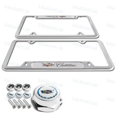1 Pair For Cadillac Silver Stainless Steel License Plate Frame W Screw Set New
