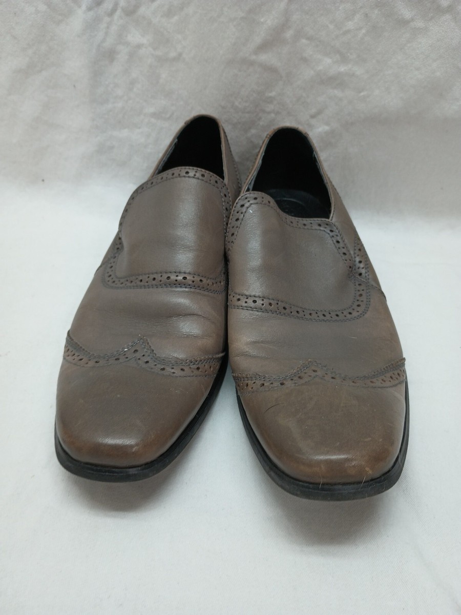 Calvin Klein Brown Leather Slip On Dress Shoes Men