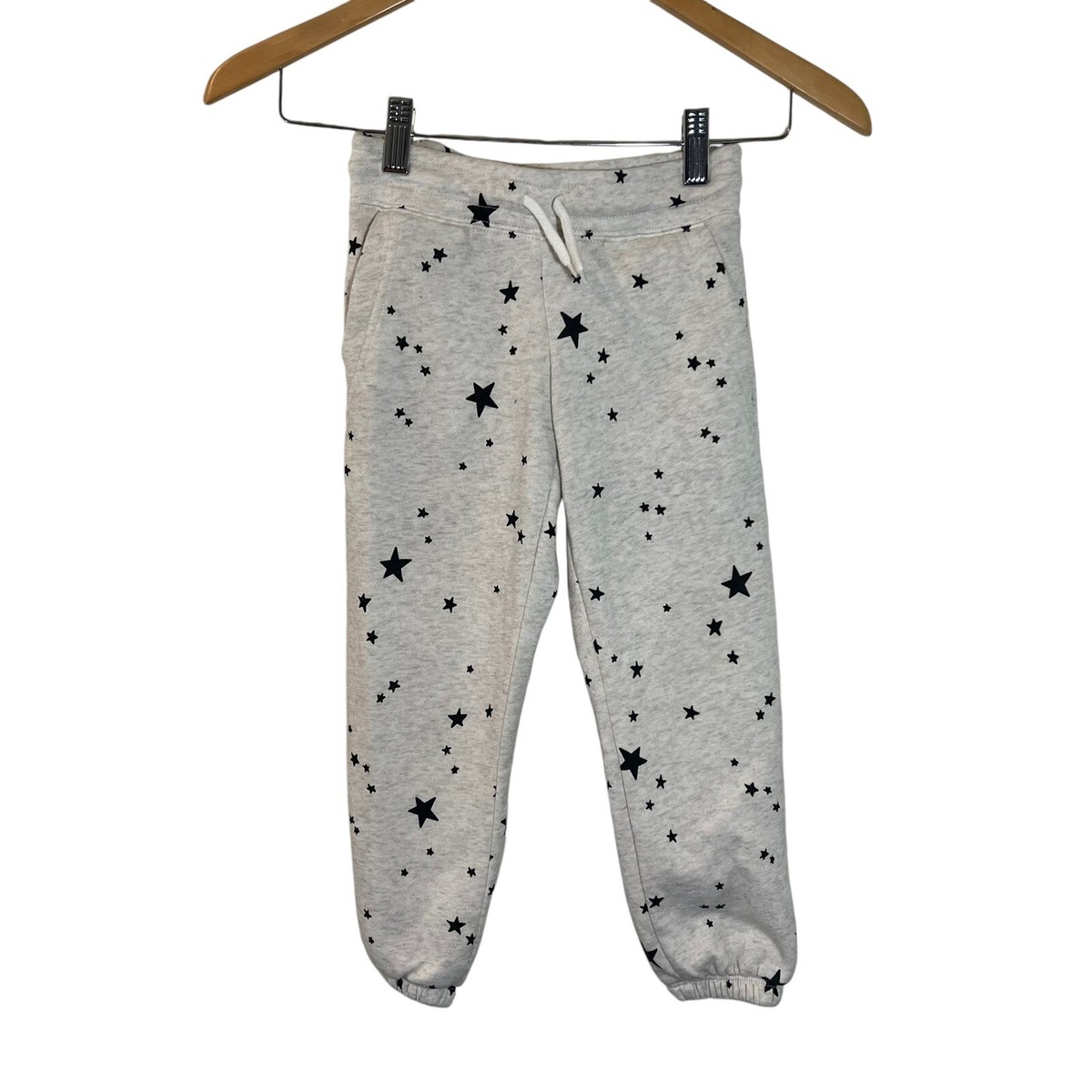 Old Navy Girls Sweatpants Size XS Star Pattern Cream and Black Pockets  Pull On