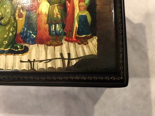 Vintage Russian lacquer box Fedoskino hand painted original receipt , signed - Picture 11 of 14