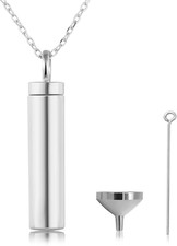 Sterling Silver Minimalist Cremation Urn Pendant Ash Necklace Memorial Keepsake
