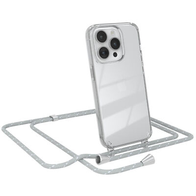 EAZY CASE für Apple iPhone 14 Pro Hülle mit Band Handykette Silikon Cover Grau