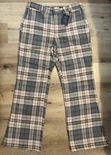 Area Stars On Reformation NWT Neutral Plaid Wide Leg High-Waisted Pants Size L
