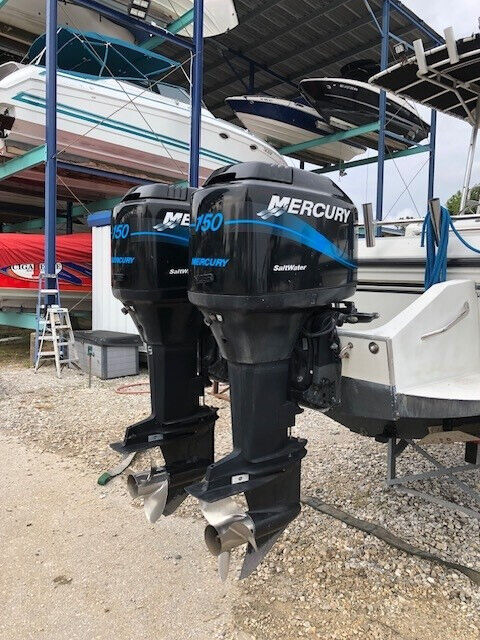 Twin 150hp Mercury outboard motors for sale. XL 25" Shaft Length, NO RESERVE