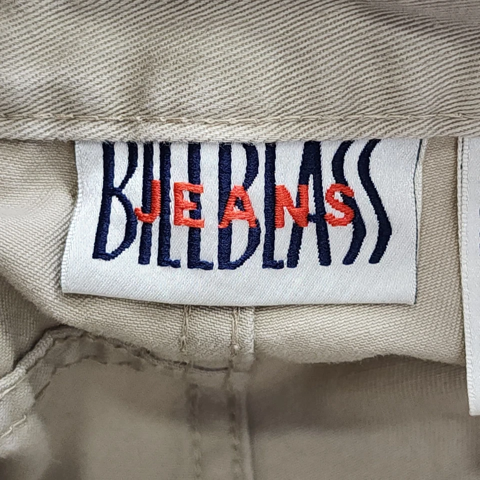 Pantalones Bill Blass vintage años 90 para mujer 14 algodón caqui tostado tiro alto plisado cónico Foto 4 de 4