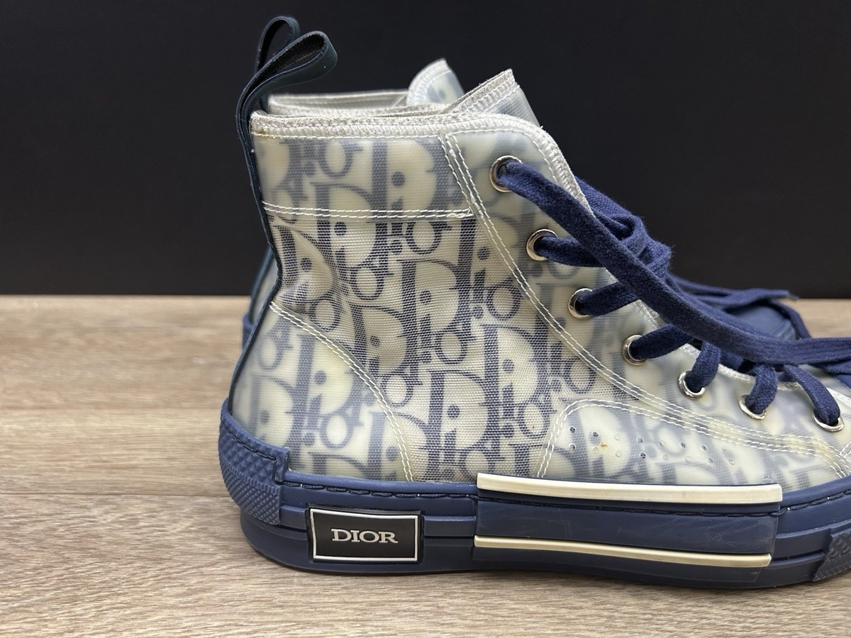 Christian Dior B23 High Top Shoes Sneaker Blue Oblique Size US 7