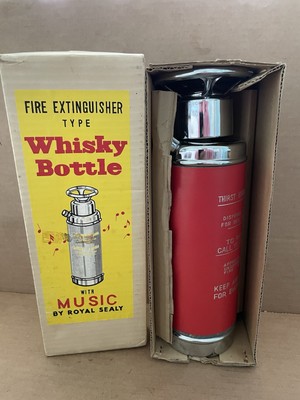 Vintage FIRE EXTINGUISHER Whisky Bottle MUSIC BOX Royal Sealy NIB How Dry I Am