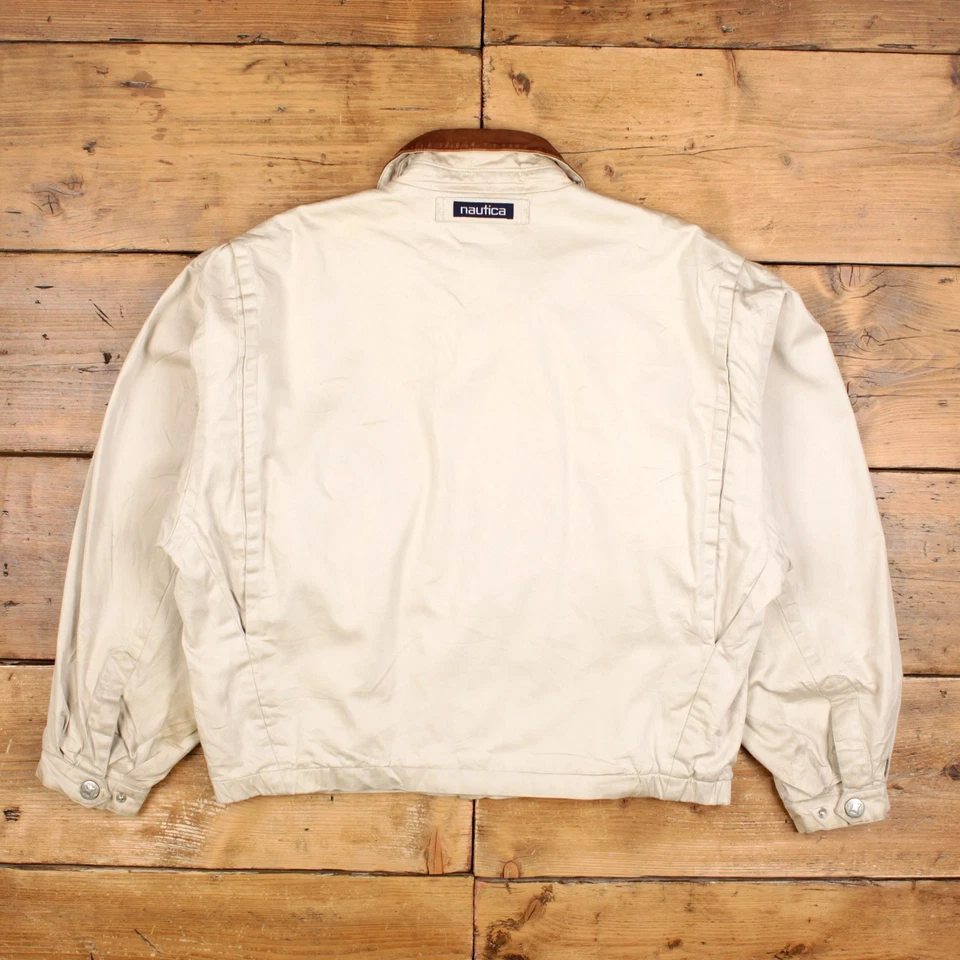 Vintage Nautica Windbreaker Jacket L 90s Bomber Beige - Image 2 of 4
