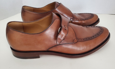 Gucci Mens Shoes Brown Leather Single Monk Strap Brass  display picture 1