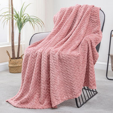 Fleece Throw Blanket for Couch and Bed, 50X70 Inches Soft Cozy Jacquard Flannel