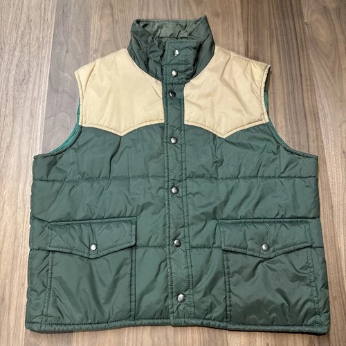 Vintage Current Seen Puffer Vest Mens XL Snap Closure Western Yoke Nylon CLASSIC - product listing photo