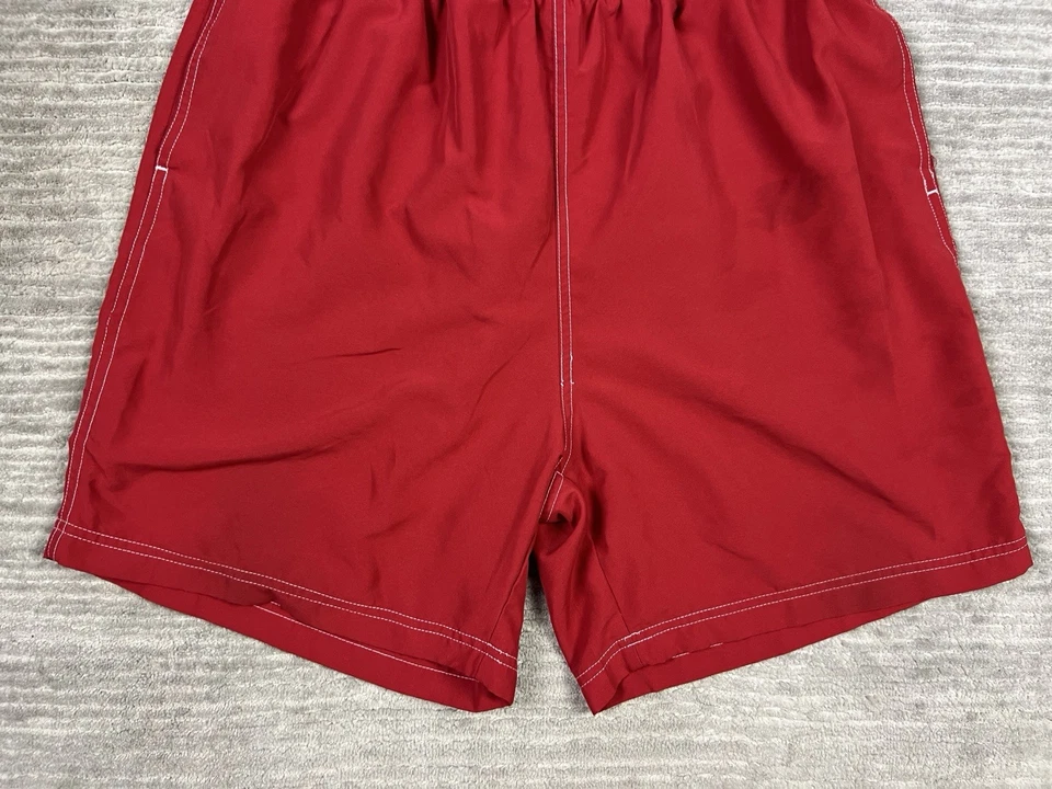 Bermuda de natação masculina grande forrada de malha vermelha Covington - Imagem 3 de 4