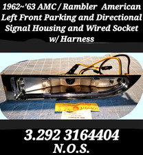 1962-63 Amc Rambler American Left Front Parking Turn Signal Housing W Harness 1962-63 Amc Rambler American Left Front Parking Turn Signal Housing W Harness