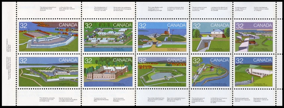 Canada Stamps Booklet of 10, Canadian Forts - 1, #992a, BK86 MNH - Image 2 of 3