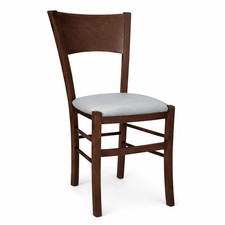 Sedia sala da pranzo Lucy in legno noce scuro con seduta imbottita grigio chiaro