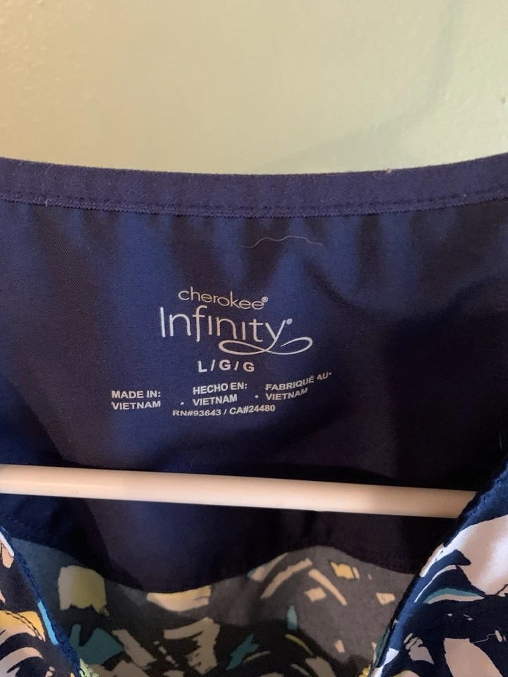 Cherokee Infinity Women's Large Printed Scrub Top Active Stretch, Soft Material - Image 3 of 3