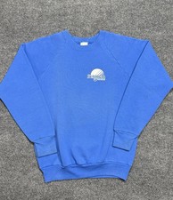 Vintage 90s Fruit Of The Loom Raglan Crewneck Sweatshirt Bergman Toyota USA Blue