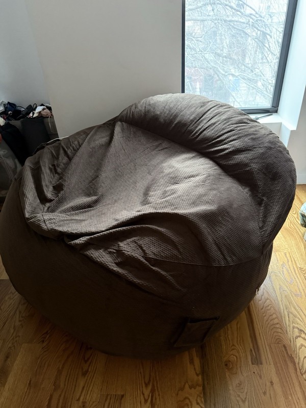 Brown Round Fabric Bean Bag Chair 50 in Diameter x 30 in Height, Seats 1