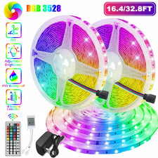 Flexible LED Lights 32FT Strip Lights RGB 3528 Tape Lamp with Remote for Room Pa