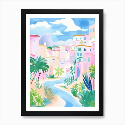 Salerno, Italy Colourful View 1 Art Framed Wall Art Poster Canvas Print Picture