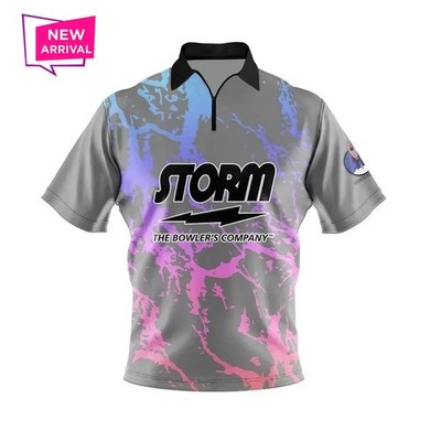 *HOT* Custom Name Storm Grey Faction Bowling Jersey Zip Polo Shirts S-5XL