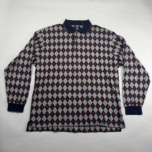 VTG Dockers Multicolor Argyle Polo Sweater Long Sleeve Collared Sz L Cotton USA - Picture 2 of 11