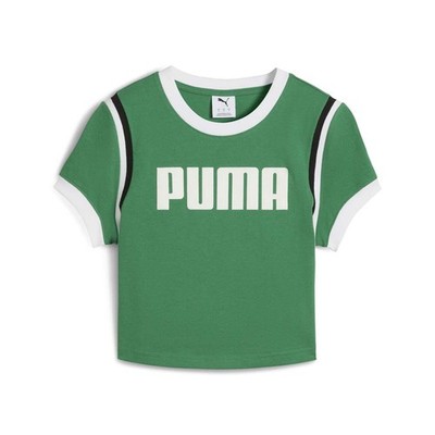 PUMA Future Archive Graphic Cropped Crew Neck Short Sleeve T-Shirt Womens Size S