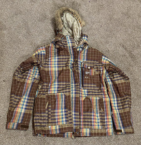 NWOT Vintage Special Blend Women's (size M) Brown Plaid Ski/Snow Jacket (15K)