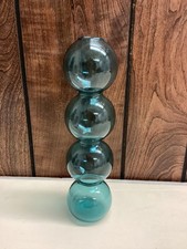Blue Glass Four Ball Bubble Vase Modern Art Glass Unmarked China Decor Home