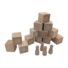 Wooden Alphabet Blocks Partial Set   Engraved Letters   Craft Replacement Lot