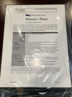 Lexjet Paper 50 Sheets 8.5x11 White 9mil Polyester Film Melinex | eBay