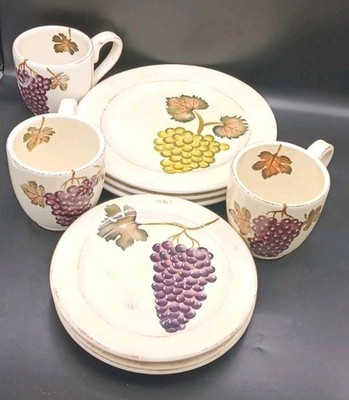 Tabletops Unlimited Villa Grande Dinnerware Vineyard Wine Collection; Lot Of 9! 